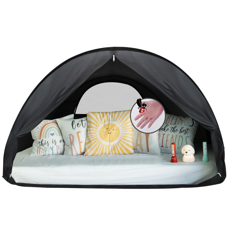 Bed Tent Canopy - Pop Up Privacy Sleeping Tent for Indoor Use, 80% Light Reduction & Breathable Design, Portable Frame with Shade Cloth Windows