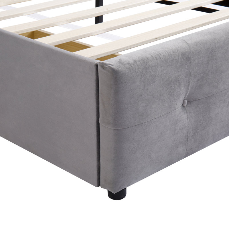 Yvoire Upholstered Storage Bed, European Single (90 x 200cm), Grey