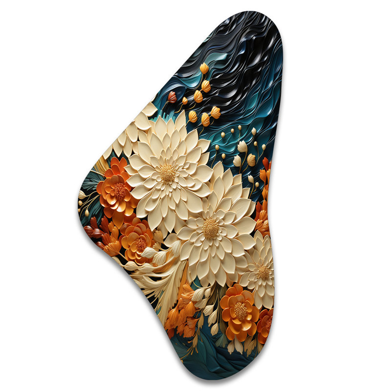 Ospina - art mural asymétrique en forme de Boomerang abstrait, H 31 po x l 17 po