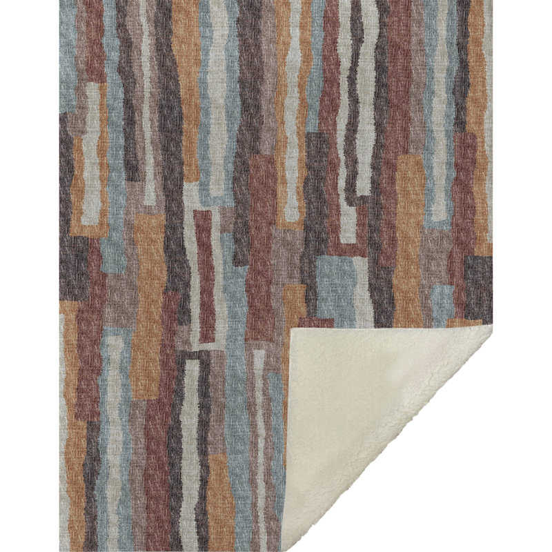 Jeté en sherpa vertical Addison, Paprika abstrait