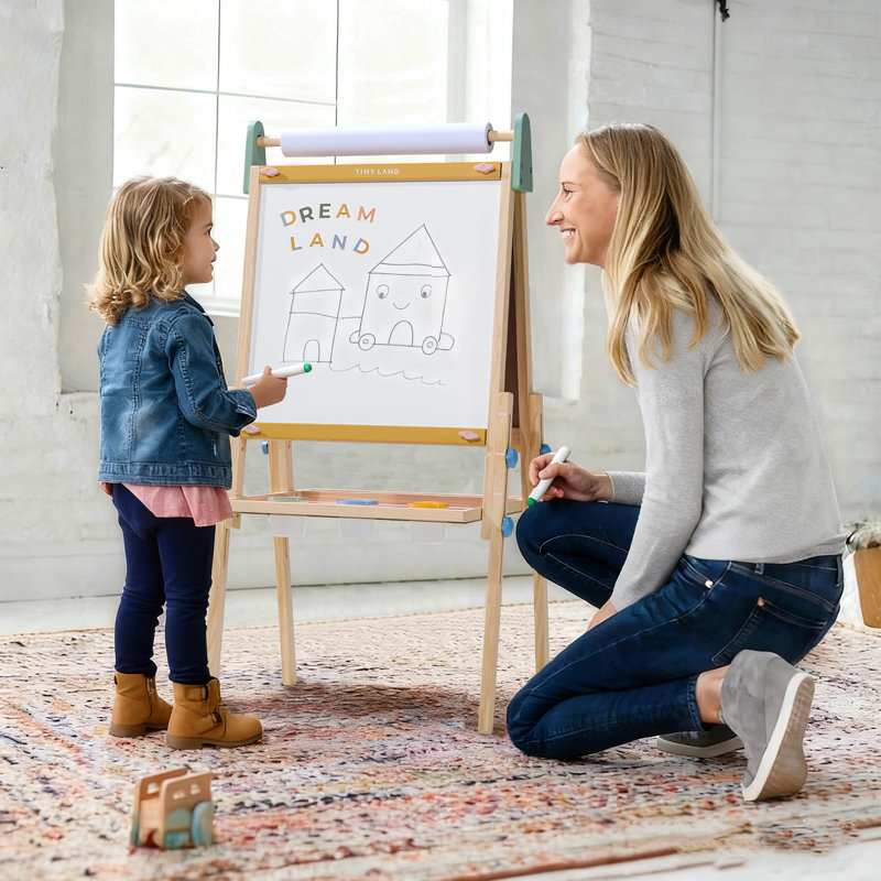 Chevalet d'art 3 en 1 Tiny Land® pour enfants et ensemble de rouleaux de papier