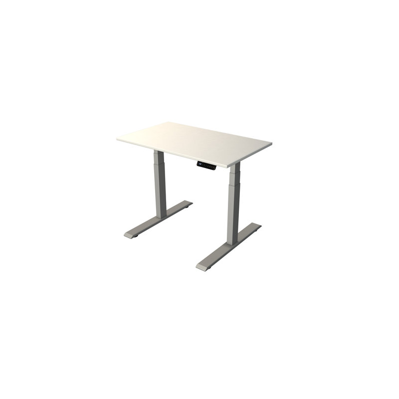 Move Adjustable Height Steel Standing Desk, 127cm H x 100cm W x 60cm D, Aluminium Silver, White