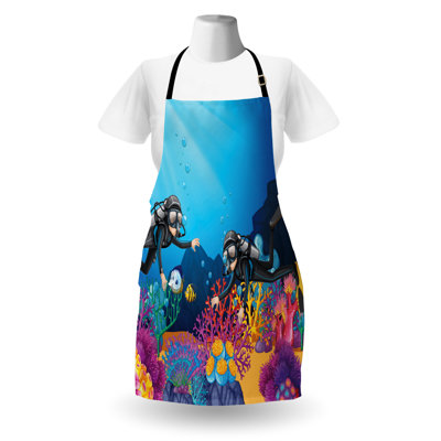 Rosecliff Heights Deep Sea Apron Unisex Divers Under Vivid Sea Adult Size Sky Blue Multicolor