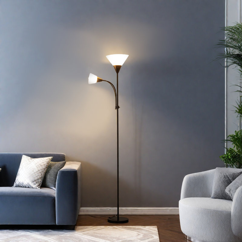 71.3'' Tochiere Floor Lamp with 2-Light for Living Room, Black