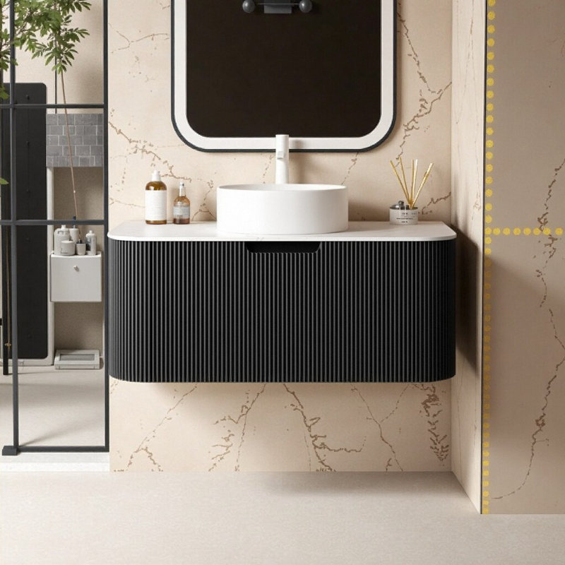 Meuble-lavabo flottant 36 po avec lavabo en céramique 36 po | Armoire de rangement murale moderne et tiroir à fermeture en douceur | Modernisation de style spa