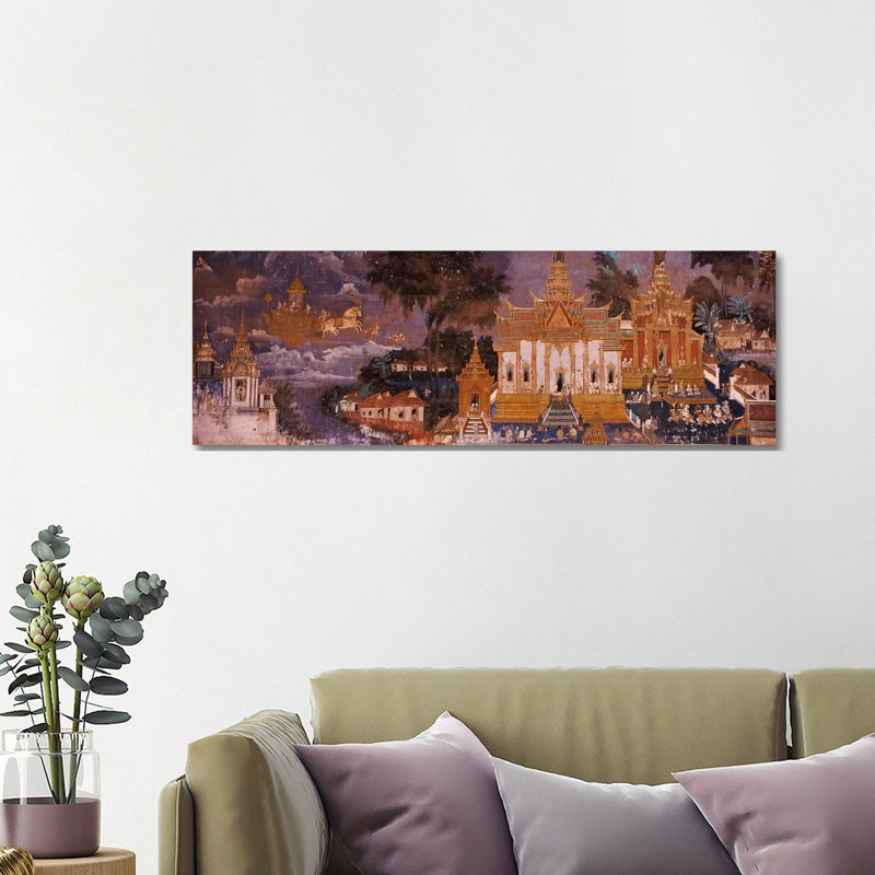 Ramayana Murals In A Palace, Royal Palace, Phnom Penh, Cambodia - Wrapped Canvas Panoramic Painting