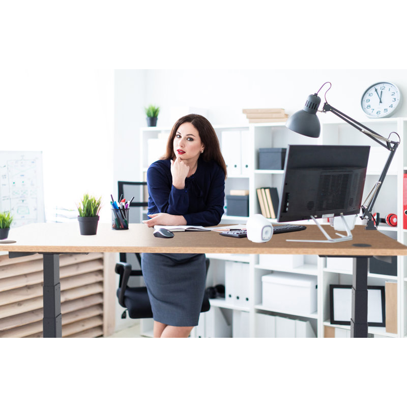 Bureau debout électrique de qualité supérieure - L 55 po x l 27,5 po, Brun / noir