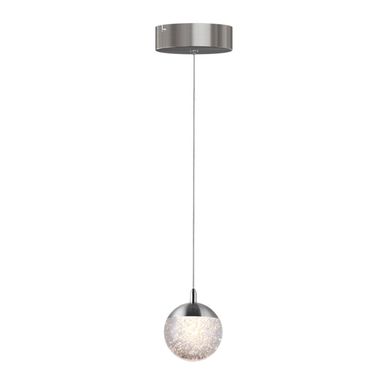 Luminaire suspendu sphère 1 lumière Heatherly, Nickel