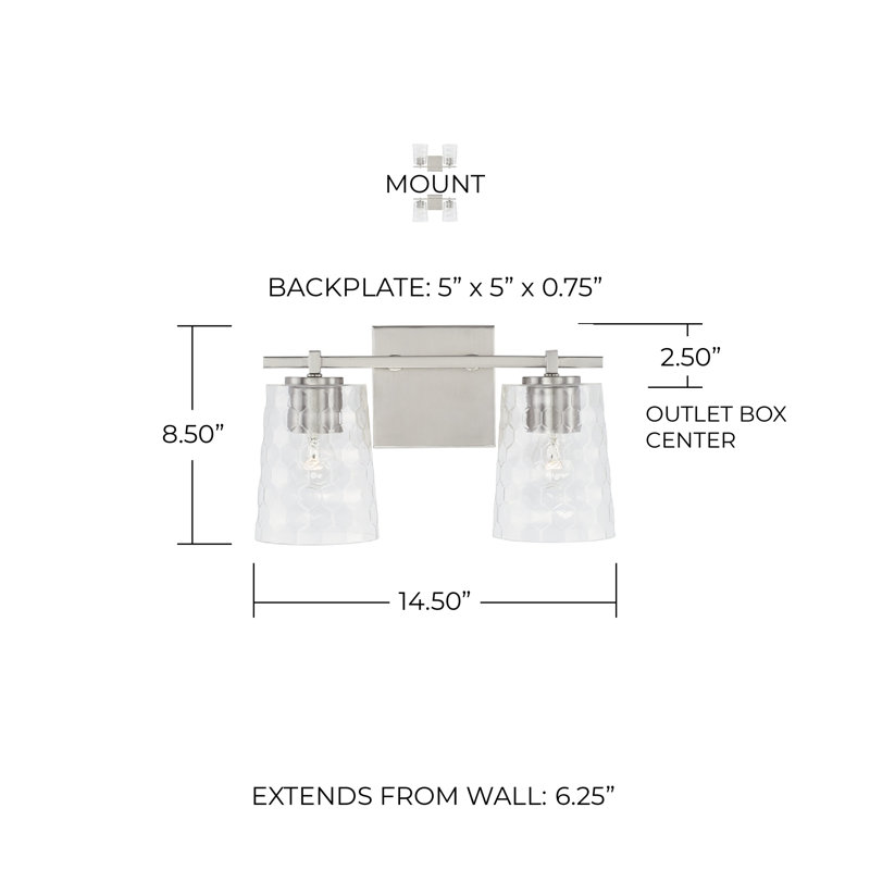 Burke 2 - Light Dimmable Vanity Light, Brushed Nickel