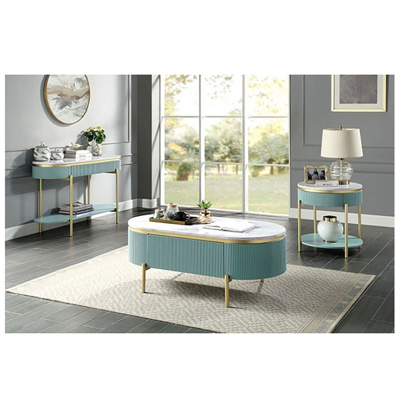 Console Harelkin, Bleu sarcelle clair / doré