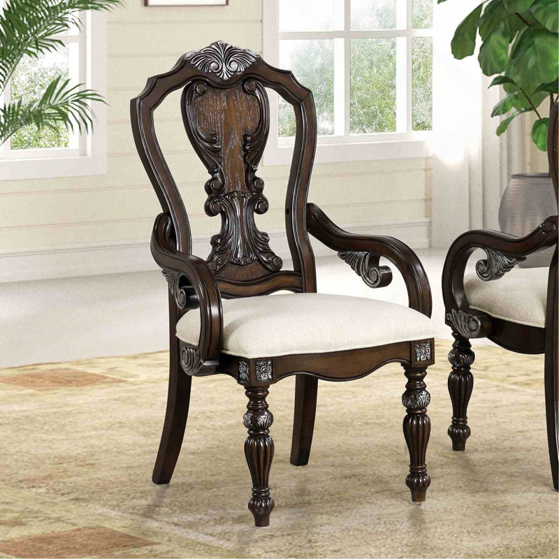 Chaise de salle à manger de style traditionnel 2 pièces Corbels ornés