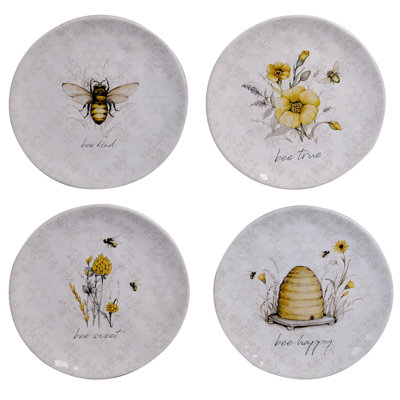 Certified International Bee Sweet Set/4 Salad Plate 4 Asst. In Yellow