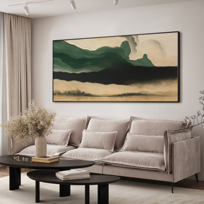 Extra Large Wall Art Fabric Print - Modern Neutral Abstract for Contemporary Home Artwork Decor for Living Room or Bedroom - "Frame Assembly Required (Unfinished Frame)"