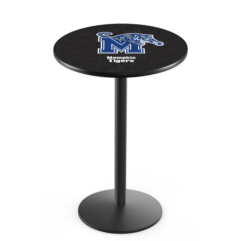 Round Metal Base Dining Table, University of Memphis, Black Wrinkle