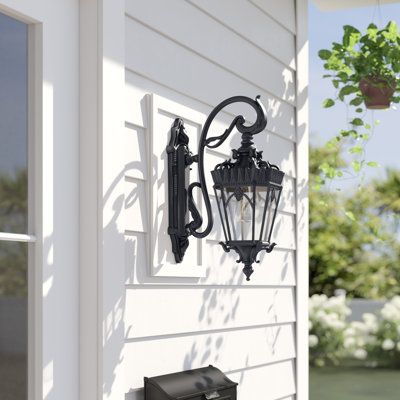 Aruca 18.5"H Aluminum Rust & UV Resistant Waterproof Matte Black Outdoor Wall Lantern