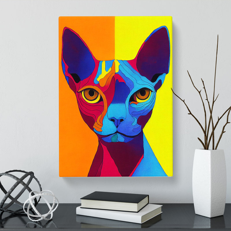Sphynx Cat Crayon - Wrapped Canvas, 60cm H x 40cm W x 3cm D