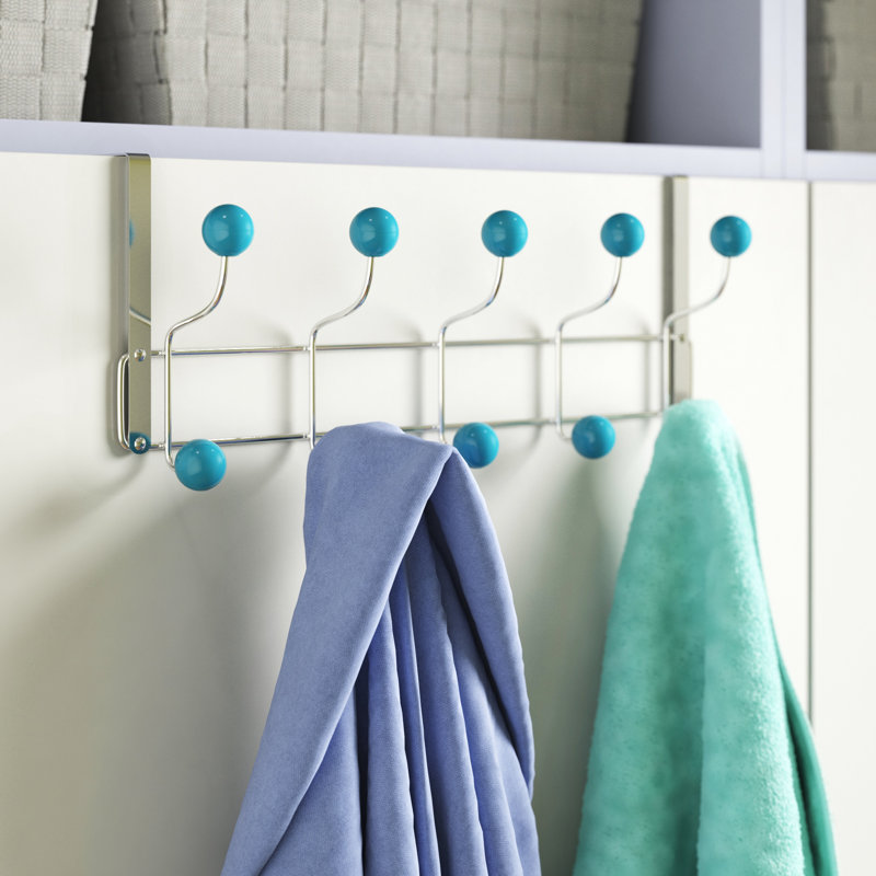 Bleeker Aluminum Over-the-Door 10 - Hook Wall Mounted Coat Rack, Turquoise