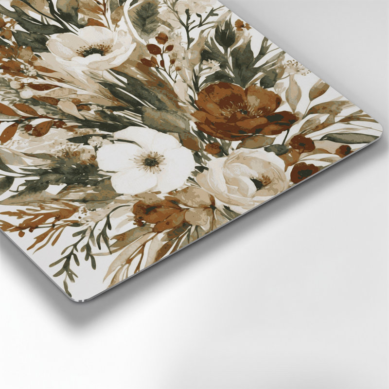 Aquarelle florale 78, art mural gris en métal, H 12 po x l 12 po