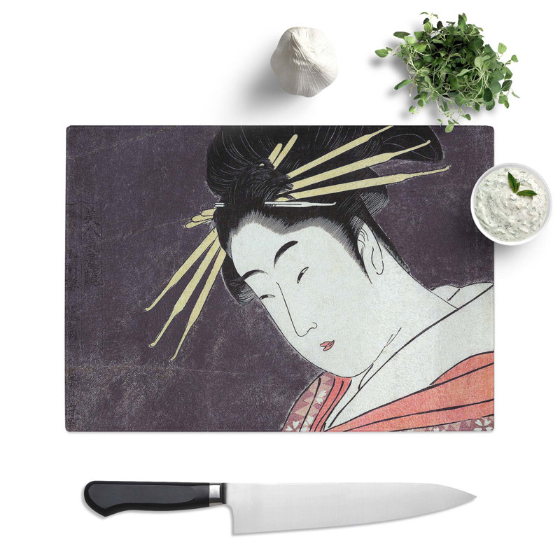 Tempered Glass Lady with a Robe by Kitagawa Utamaro Chopping Board, 28.5 cm x 20 cm