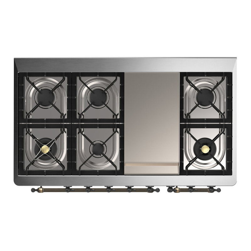Majestic III Series 48 Inch Dual Fuel Range with 5 Sealed Burners, Griddle, Frenchtop in Matte Graphite (Liquid Propane, Burnished Trim)