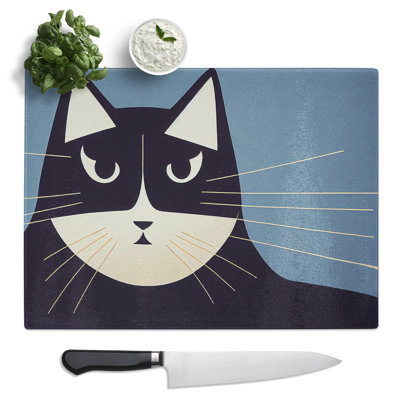 Artistic Cat Abstract  Glass Chopping Board