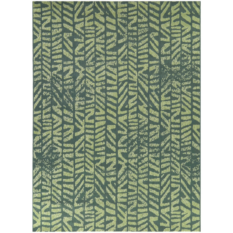 Tapis intérieur / extérieur abstrait moderne Lavon, Rectangle 7 pi 10 po x 10 pi
