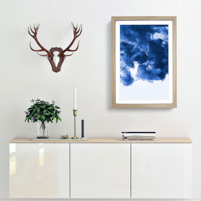 Velvet Blue in Abstract - Framed Print, 91cm H x 60cm W x 2cm D, Oak
