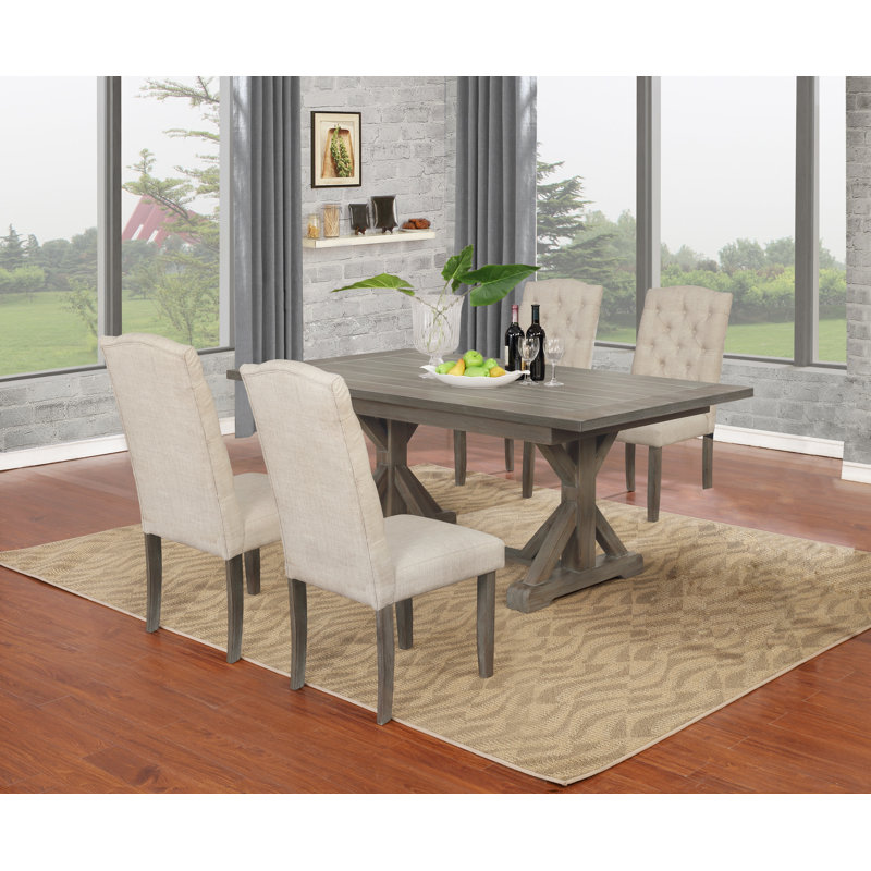 Tyrinia 4 - Person Double Pedestal Base Dining Set, Beige, 36" H x 72" L x 40" W
