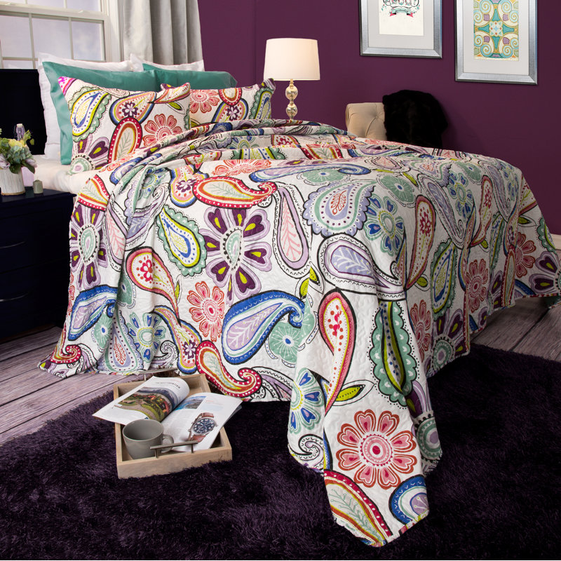 Ensemble de courtepointe à motif cachemire classique avec taies décoratives Leah