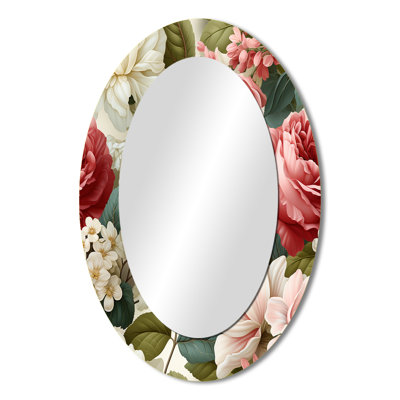 Sylvere - Floral Oval Decorative Mirror On Metal