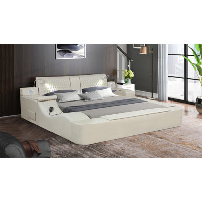Smart Multifunctional Queen Size Bed With Massage, Bluetooth Audio, And Built-In Storage