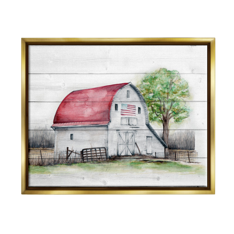 Cadre flottant rustique Americana Barn par Studio 731 rep. Levison Designs, Cadre flottant métallique doré