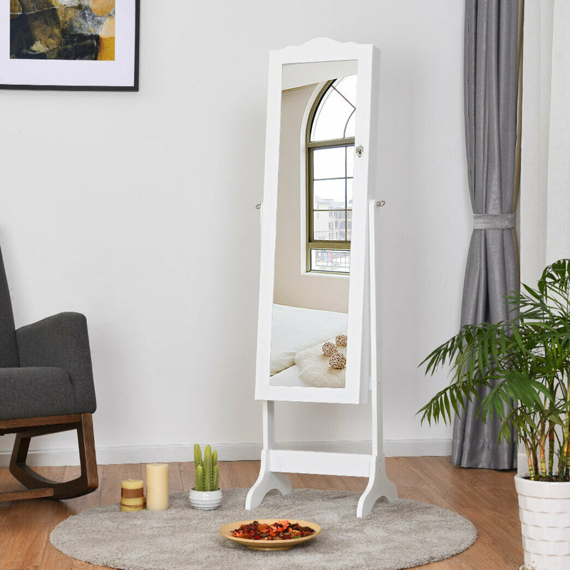 Armoire à bijoux avec miroir Ahlina, Blanc
