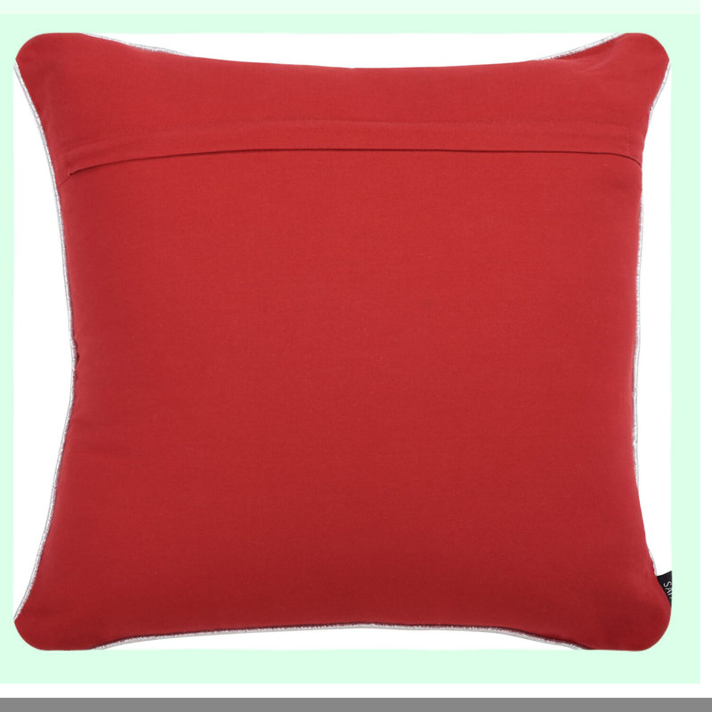 Winter Tree Red/Silver Beaded Square Pillow