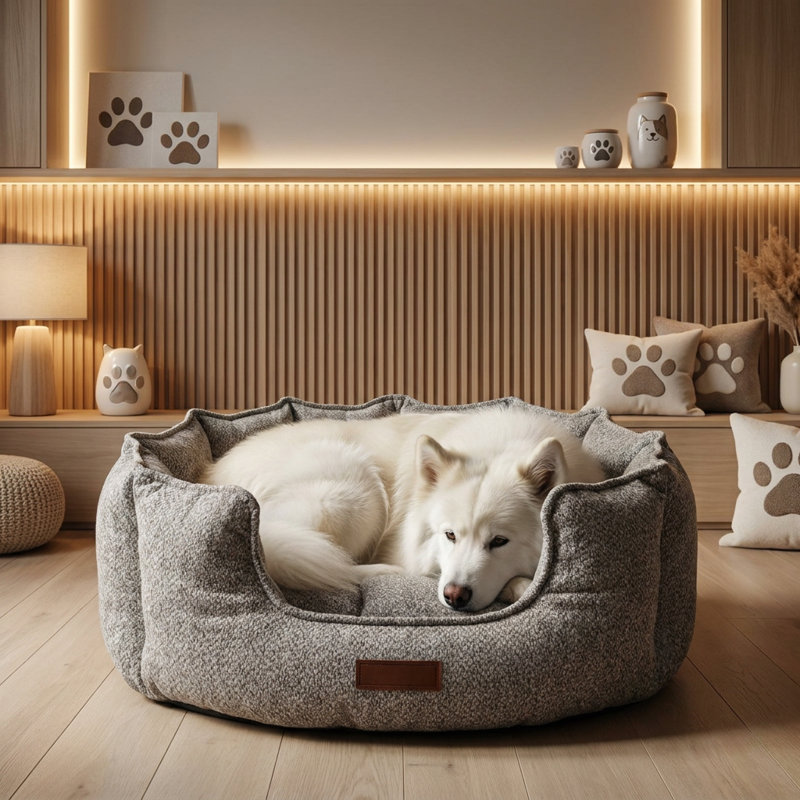 Polyester Pet Bed, L 29,9 po, Gris