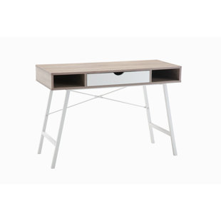 45 Tubular Metal Frame Desk With Wooden Top And 2 Side Shelves Brown/black  - The Urban Port : Target