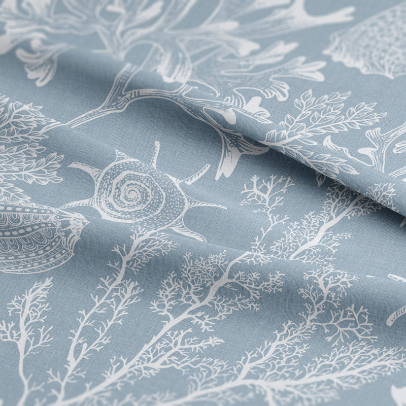 Shellabrate Cornflower Cotton Grommet Top Drapery Panel Set of 2, 50" W x 192" L