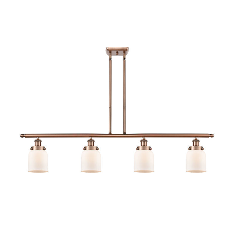 Luminaire suspendu pour îlot de cuisine 4 lumières Clara, DEL, Cuivre antique, Blanc mat