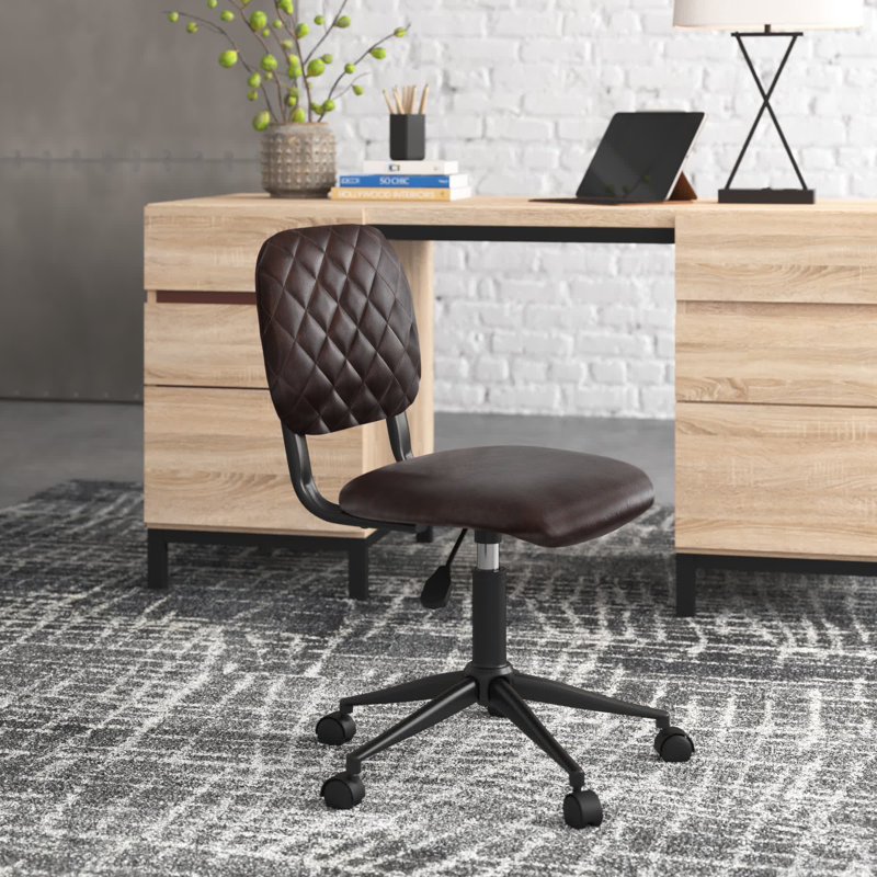 Chaise de travail en polyuréthane Arzola, Brun foncé