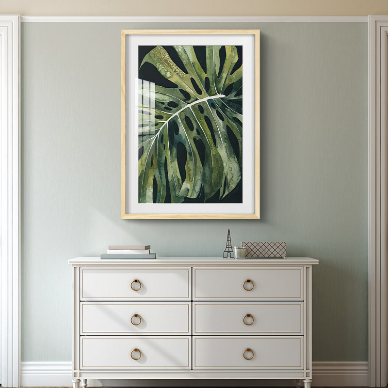 Nocturnal Monstera II - impression encadrée, H 25,5 po x l 17,5 po, Naturel
