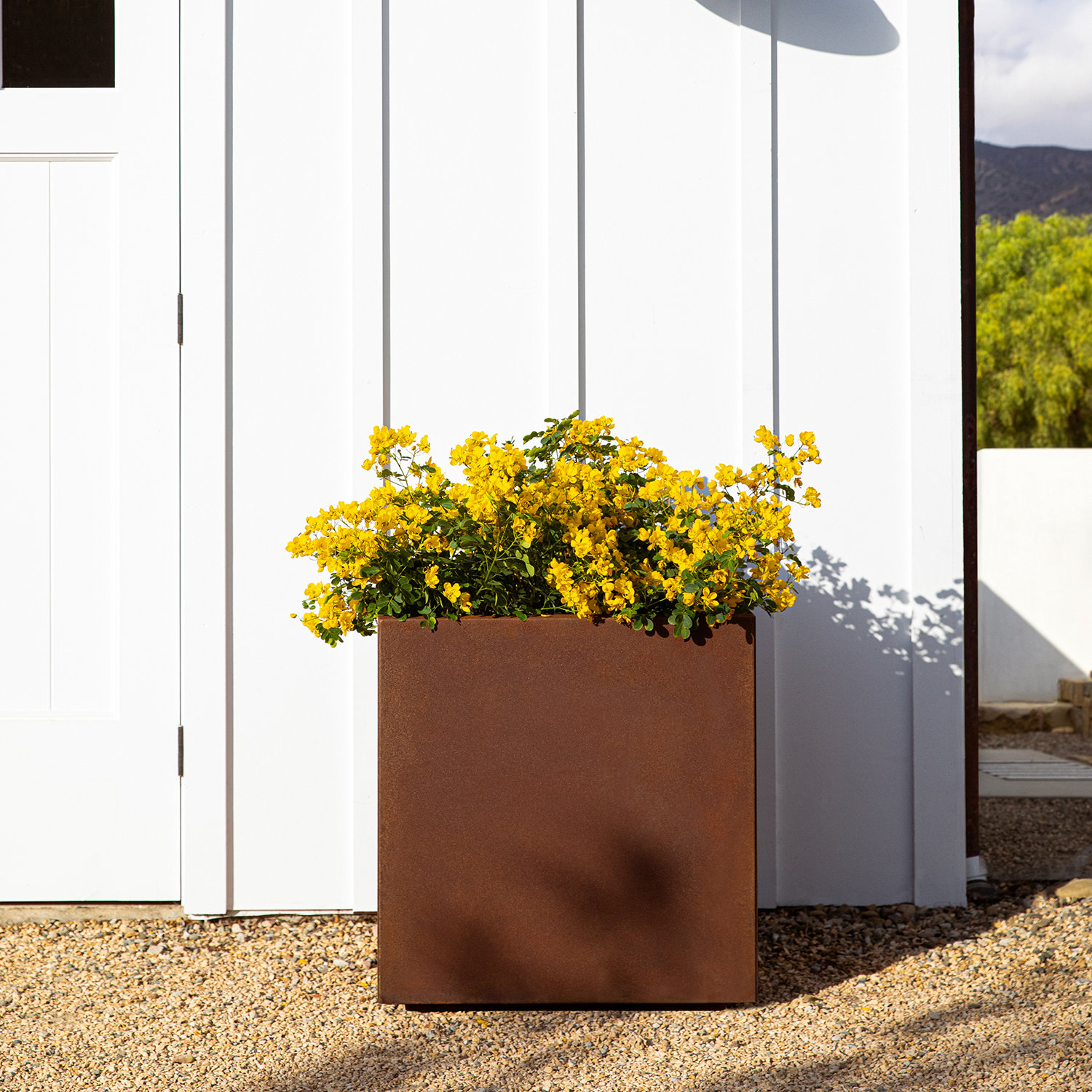 Corten Steel Series Cube Planter Box, 28" H x 27" W x 27" D