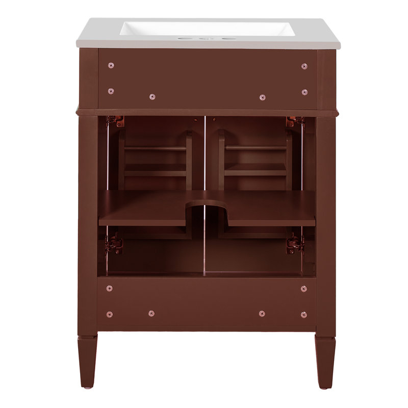 Meuble-lavabo 24 po avec comptoir en céramique, Brun