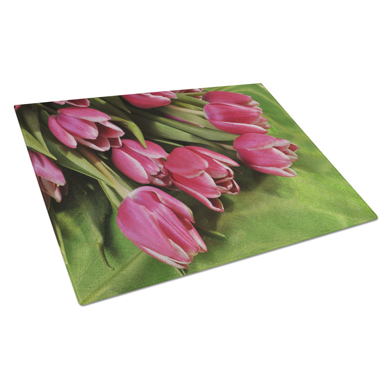 Caroline's Treasures Tempered Glass Tulips Cutting Board