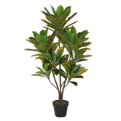 45.75" Green and Black Artificial Croton Tree with Variegated Leaves