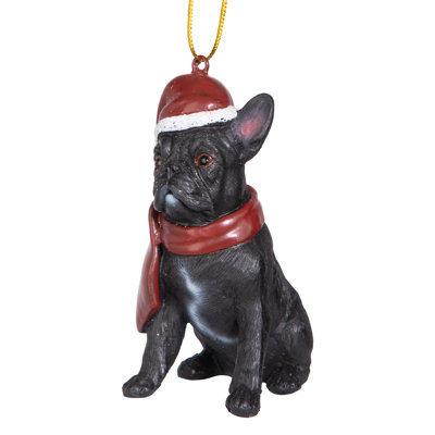 French Bulldog Holiday Dog Ornament Sculpture