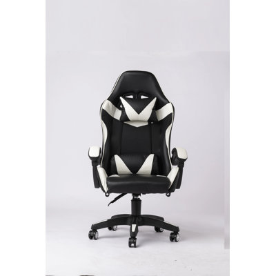 Fauteuil de jeu en cuir ergonomique avec appui-tête et repose-pieds