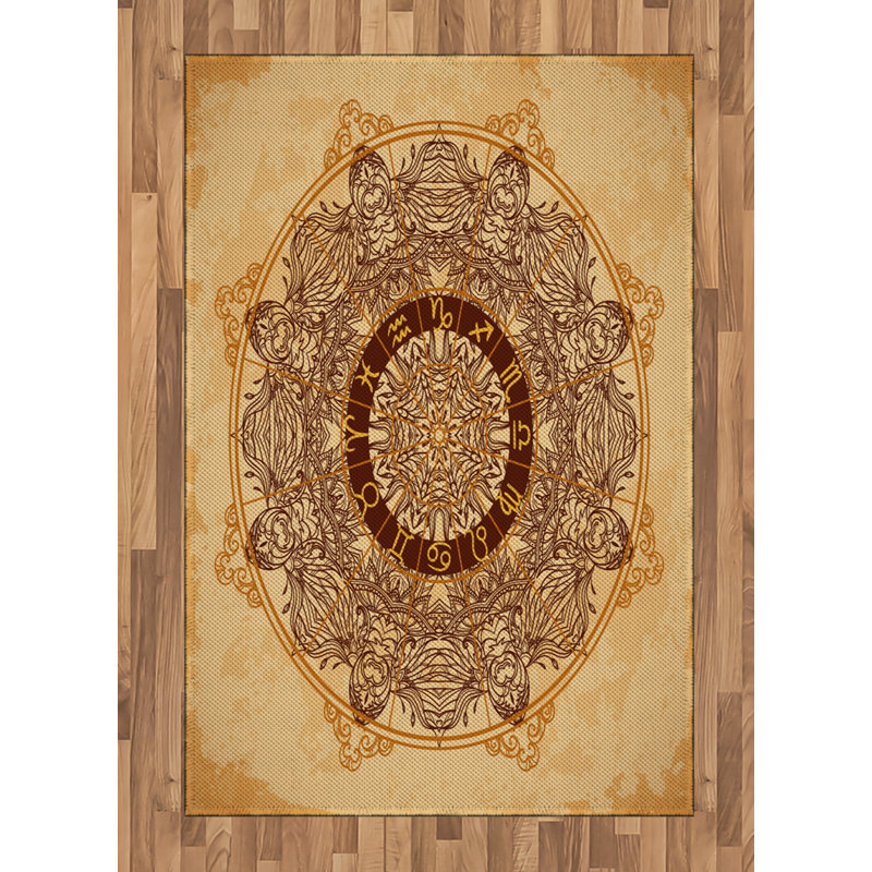 Tapis décoratif brun clair à haute densité en fibres de polyester, Rectangle— 4 pi x 5 pi 8 po