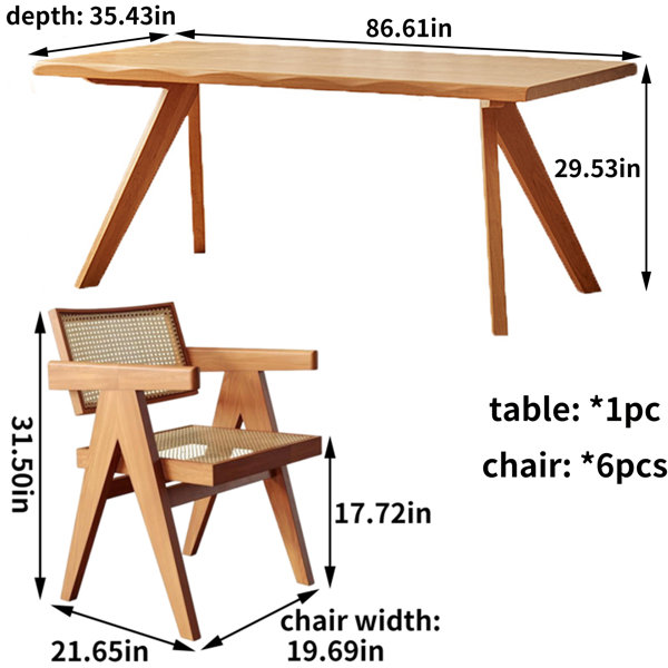 HomeLuxea Minimalist Natural Ash Wood Dining Table Set - Wayfair Canada