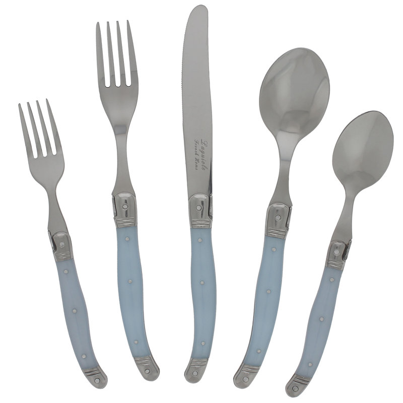 Laguiole 20 - Piece Stainless Steel Flatware Set - Service for 4, Light Blue