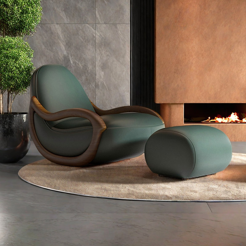 Chaise berçante avec repose-pieds Leisure, Vert